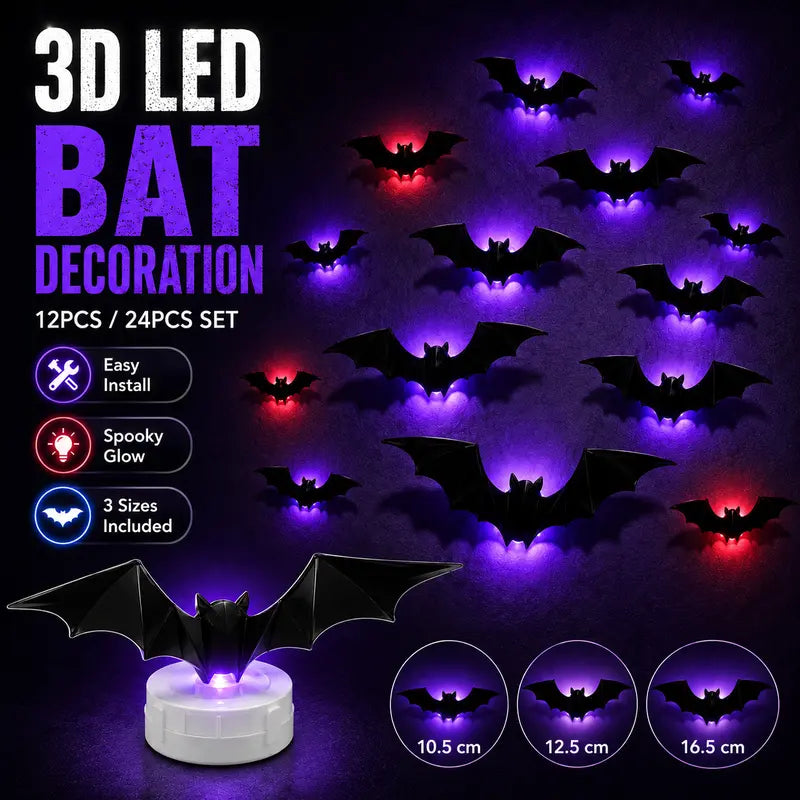๐ฆ 3D LED Bat Wall Decorations โ Create a Spooky Halloween Glow in Seconds!