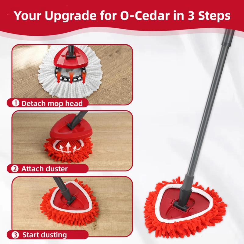 Chenille Duster Replacement Heads for O-Cedar 2025 Unique Design Heads Turn Mop into Long-Handle Duster Dry Cleaning Trap Bucket & Handle Not included