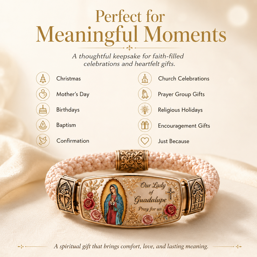 Heavenly Grace Bracelet โ Christian Virgin Mary Bracelet Symbolizing Faith, Hope, Love & Divine Protection