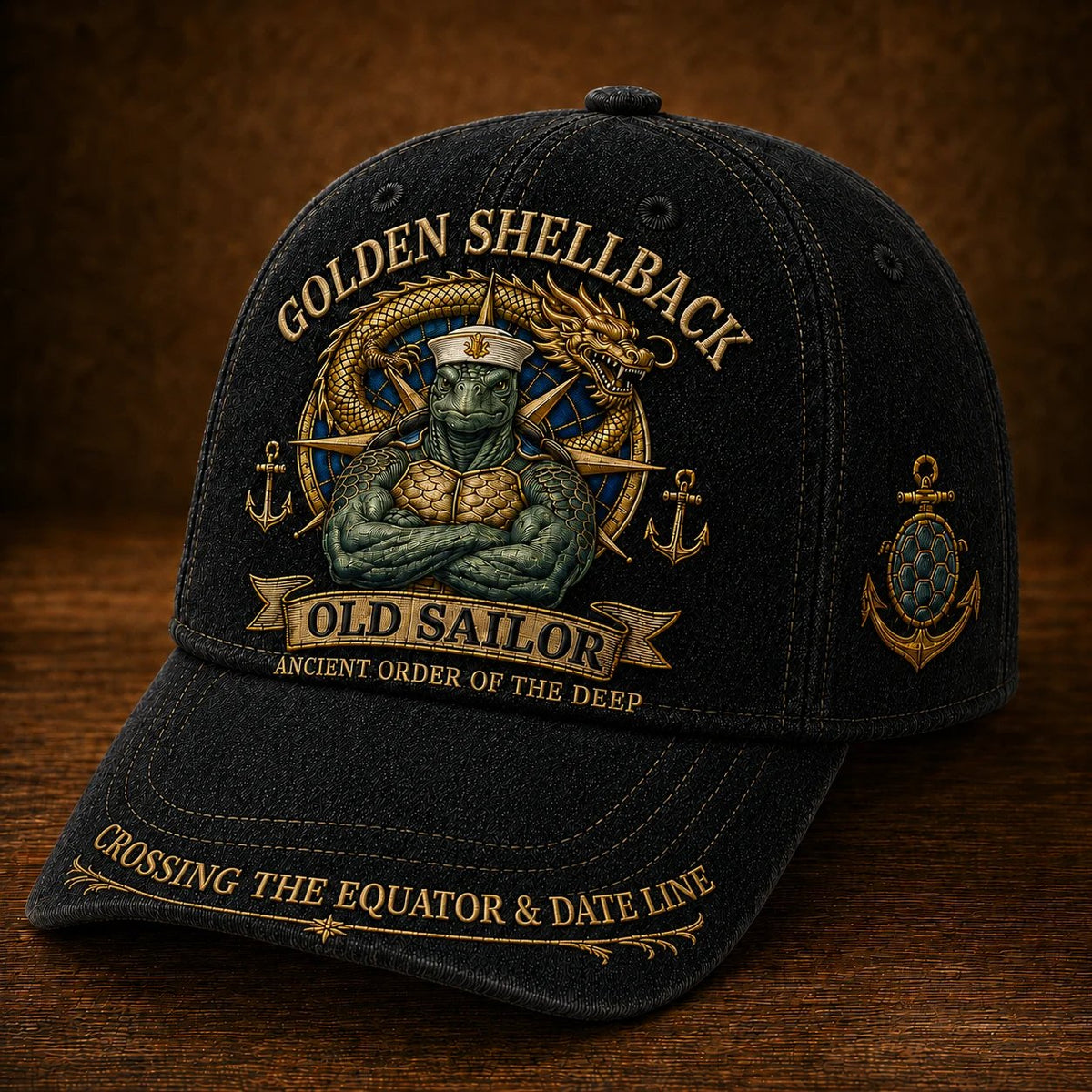 Golden Shellback honor coin back design