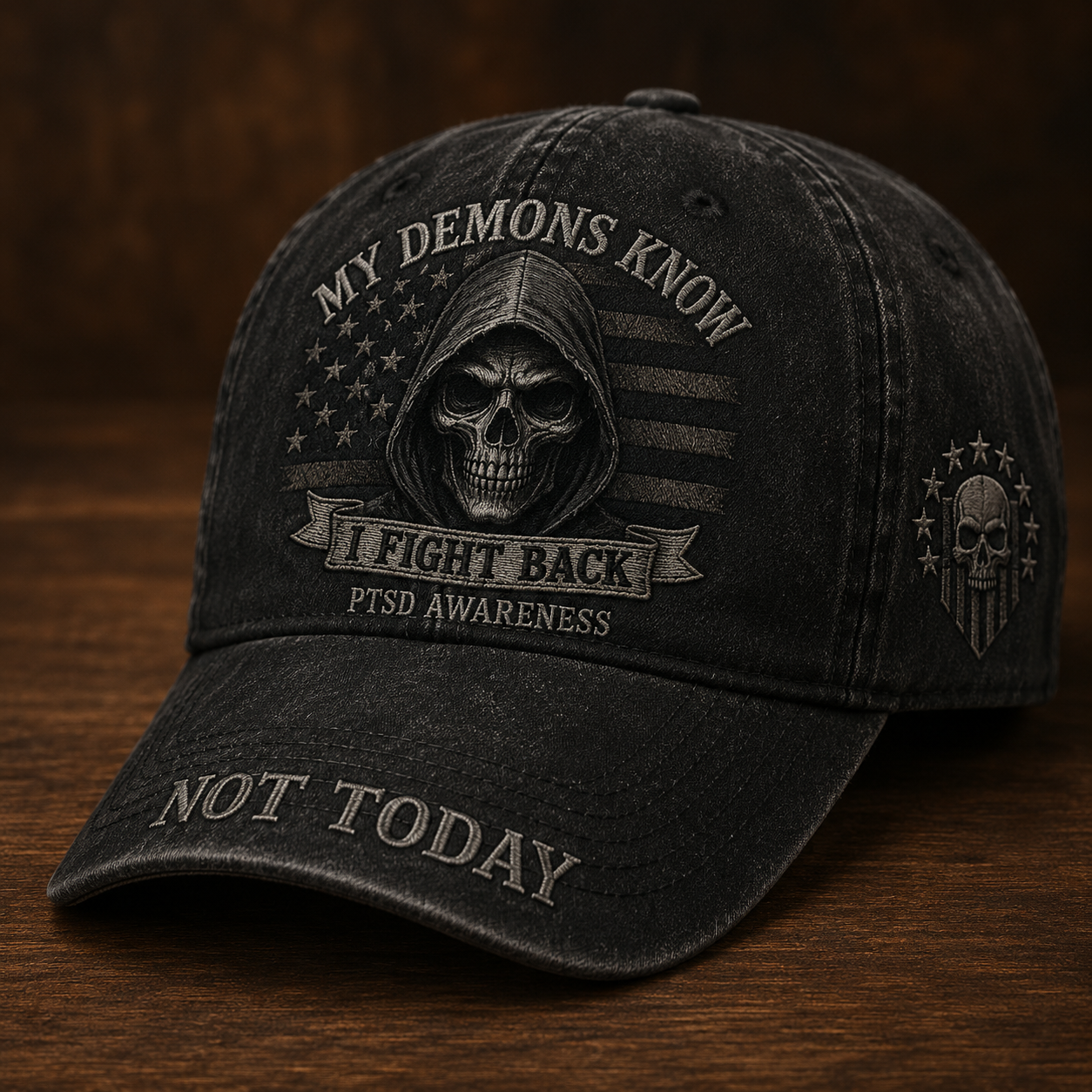 My Demons Know PTSD Awareness Cap ๐ Free Honor Coin With Every Cap Purchase