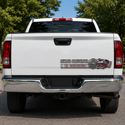 Retired Firefighter Pride Badge Decal – ‘Still Serving With Pride’ Truck & Car Emblem