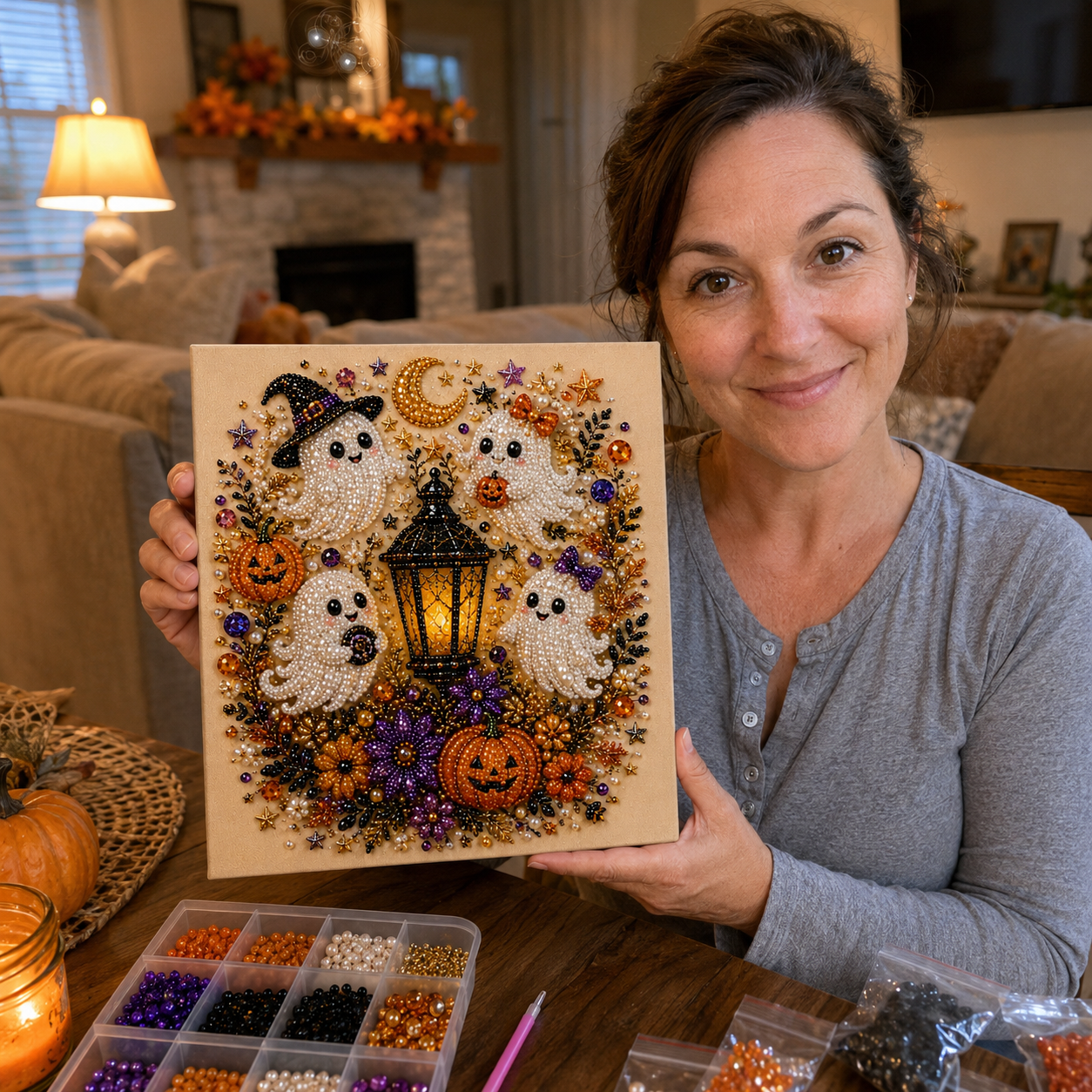 💥 Last Day 49% OFF – 👻✨ Halloween Pearl Art DIY Kit – Turn Tiny Pearls into Spooky-Cute Magic （BUY 2 FREE SHIPPING)