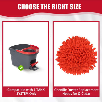 Chenille Duster Replacement Heads for O-Cedar 2025 Unique Design Heads Turn Mop into Long-Handle Duster Dry Cleaning Trap Bucket & Handle Not included