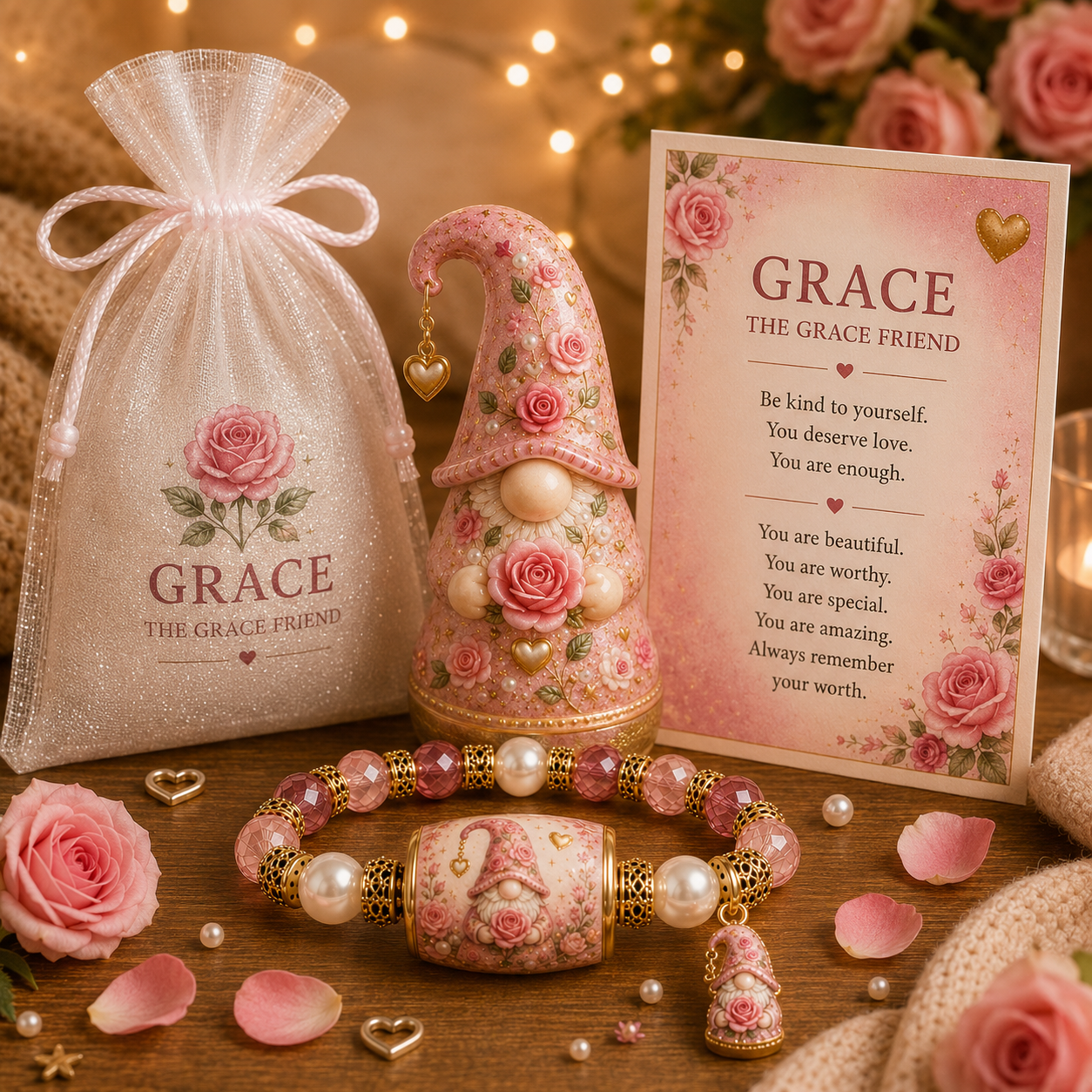 🔥Emotional Support Bracelet Gift Set-Only Today - With Inspirational Gnome & Message Card