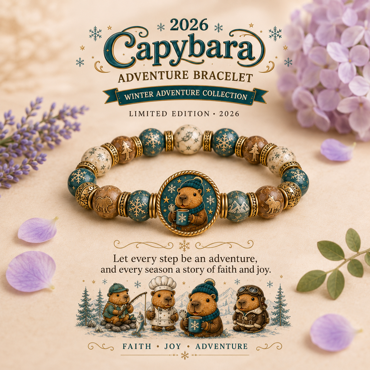 🇺🇸 Last Day Promo: 49% OFF-🐾-Capybara Advent Cap Faith Bracelet