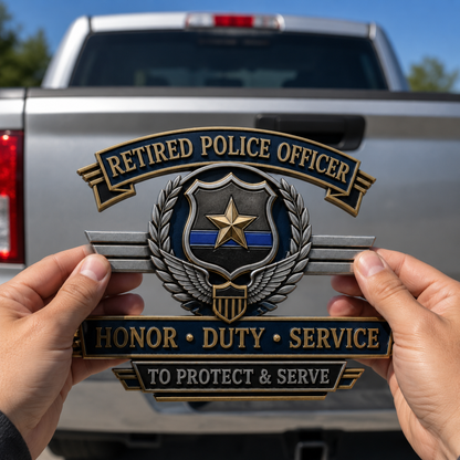 🔥Retirement Tribute Offer — Buy More, Save More🔥 Retired Police Officer Honor Duty Service Metal Car Emblem
