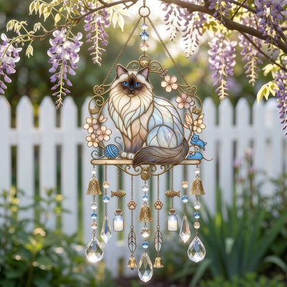 ❤️Cat Stained Glass Suncatcher Wind Chime – For Cat Lovers & Pet Owners
