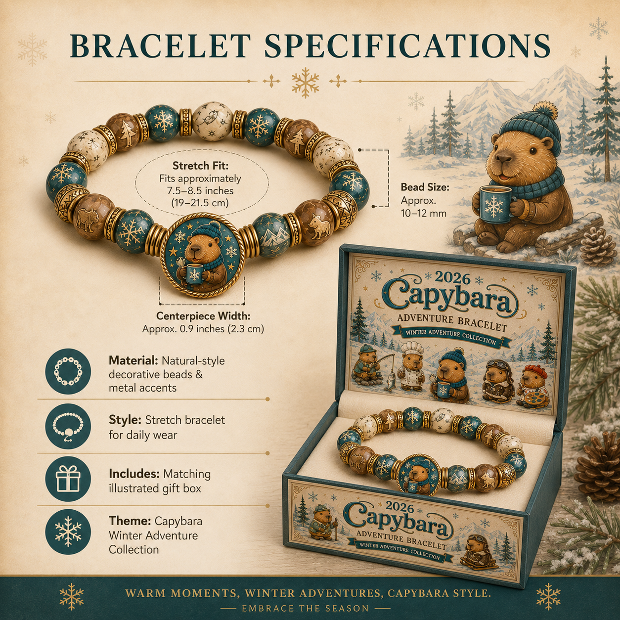 🇺🇸 Last Day Promo: 49% OFF-🐾-Capybara Advent Cap Faith Bracelet