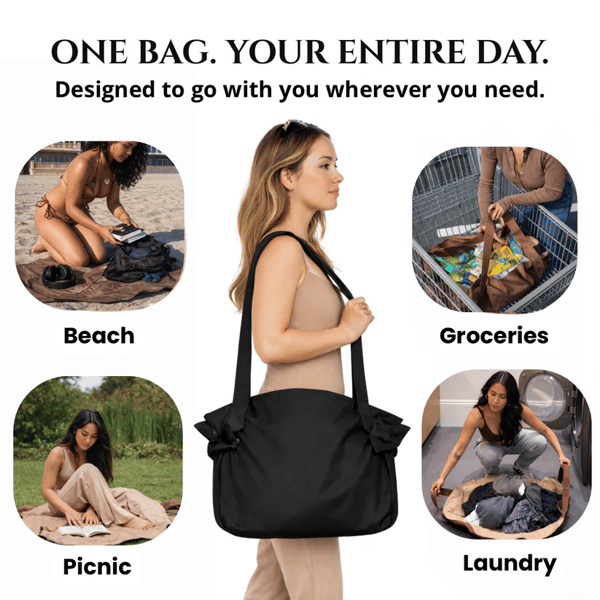 2-in-1 Convertible Travel Duffel Bag & Picnic Mat – Large Capacity Waterproof Shoulder Tote for Beach, Camping, Gym & Weekend Trips