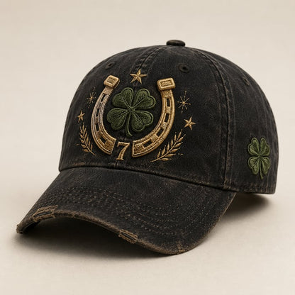 🍀Fortune Favors the Bold Vintage Lucky Cap – Free Clover Coin Included