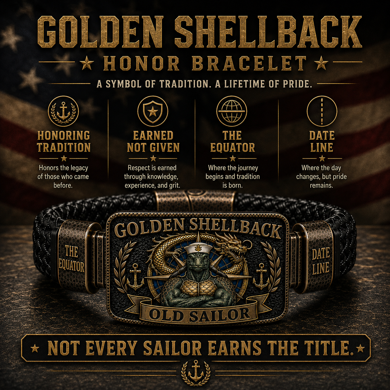⚓Last Day Promo: 49% OFF - 🐢Golden Shellback Old Sailor Honor Bracelet
