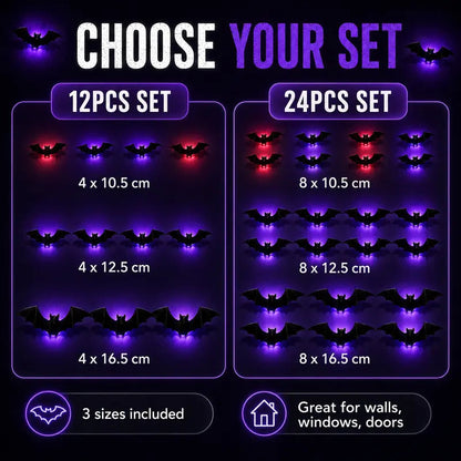 🦇 3D LED Bat Wall Decorations – Create a Spooky Halloween Glow in Seconds!
