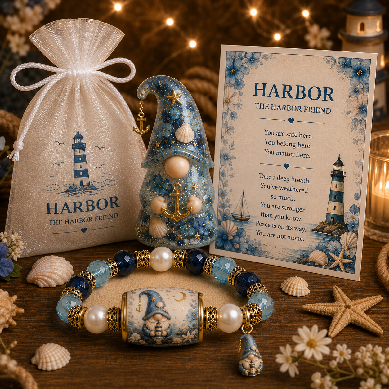 🔥Emotional Support Bracelet Gift Set-Only Today - With Inspirational Gnome & Message Card