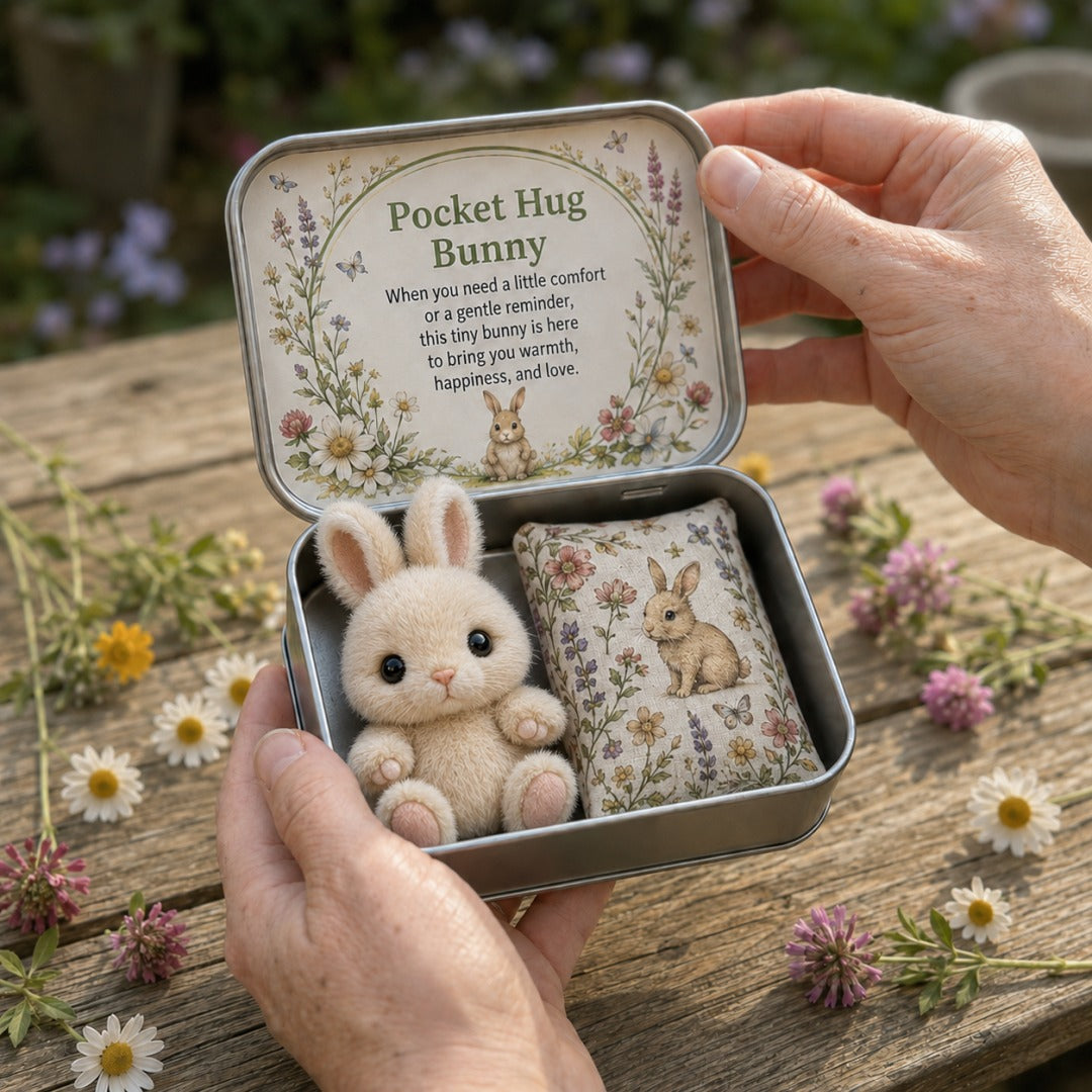 🐱Pocket Hug Plush Keepsake Tin, Mini Portable Comfort Pocket Plush Toy
