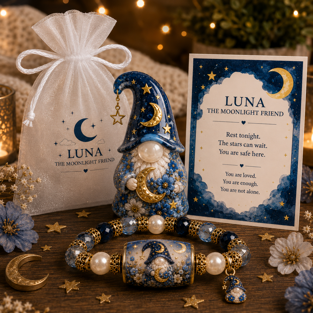 🔥Emotional Support Bracelet Gift Set-Only Today - With Inspirational Gnome & Message Card