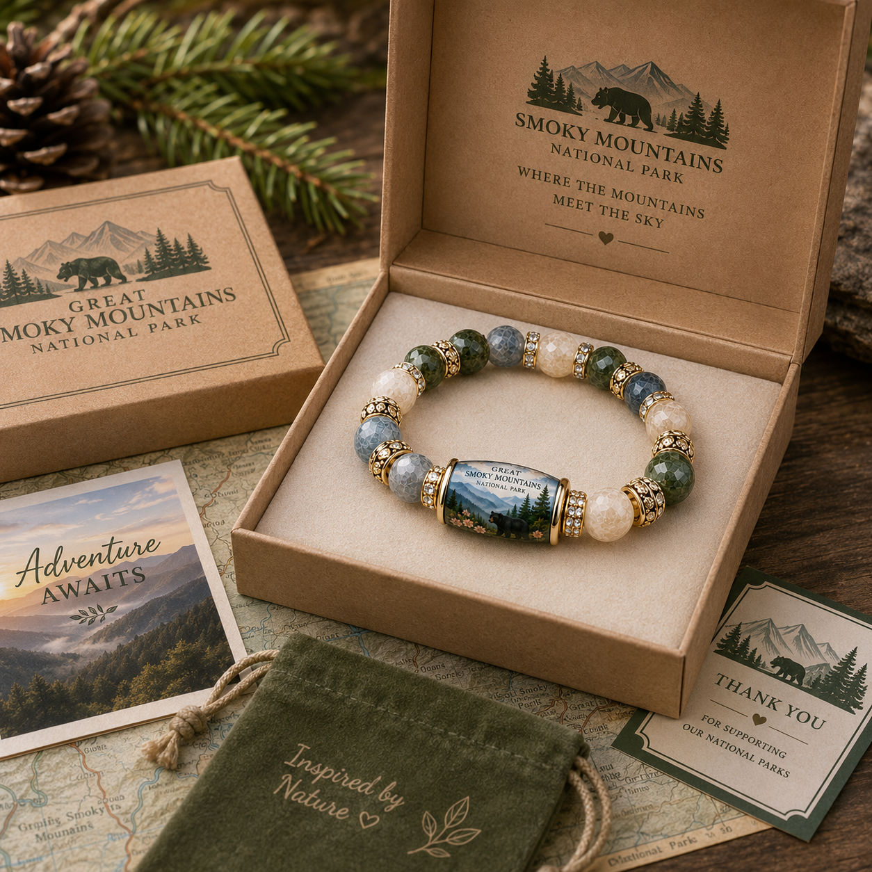 🌲 Great Smoky Mountains Bracelet – Peace. Wilderness. Adventure.
