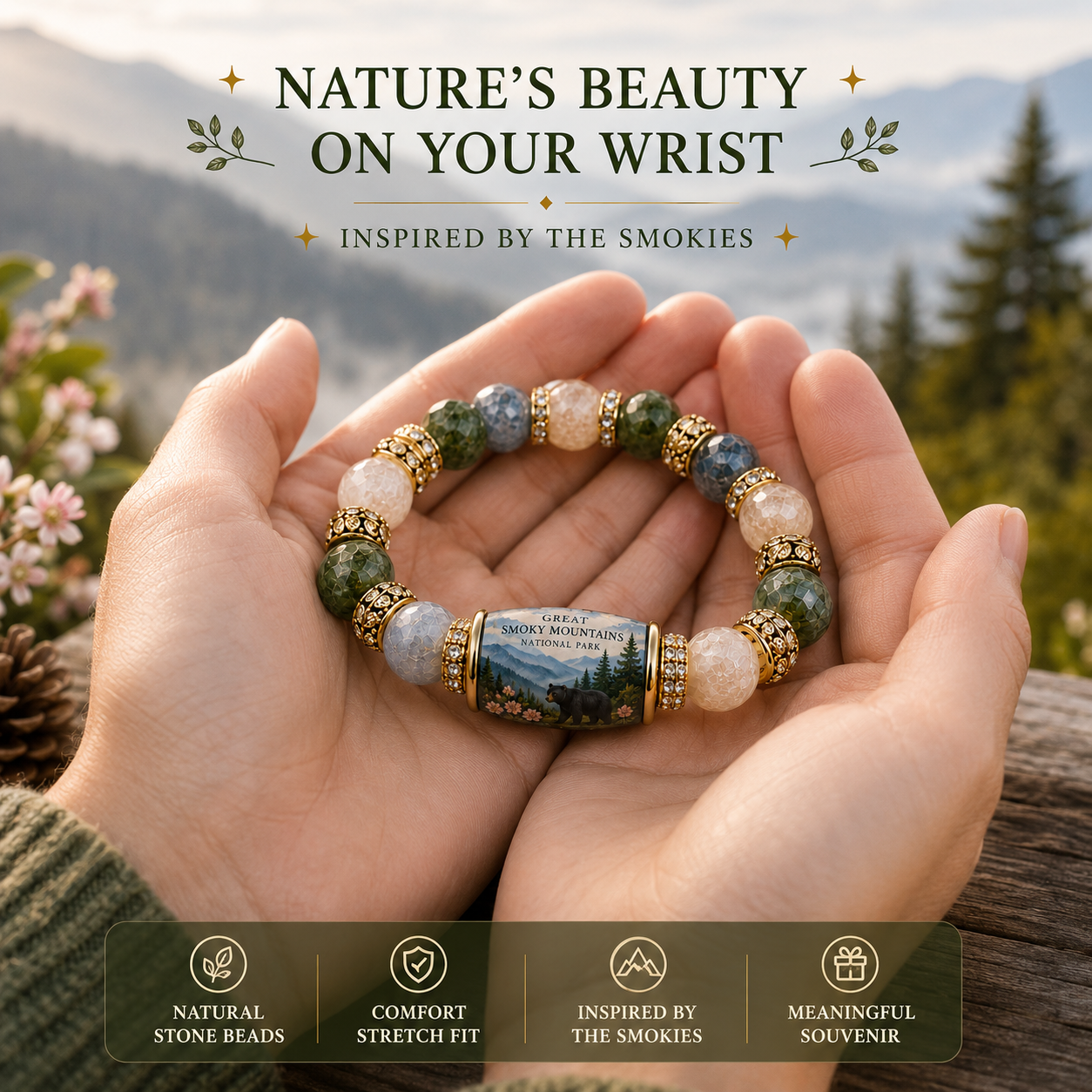 🌲 Great Smoky Mountains Bracelet – Peace. Wilderness. Adventure.