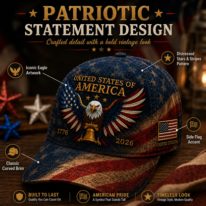 America 250th Anniversary Eagle Liberty Bell Baseball Cap
