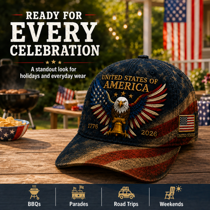 America 250th Anniversary Eagle Liberty Bell Baseball Cap