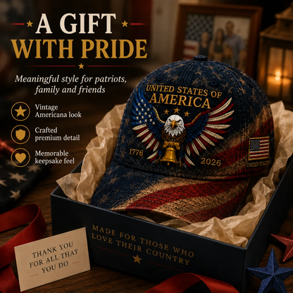 America 250th Anniversary Eagle Liberty Bell Baseball Cap