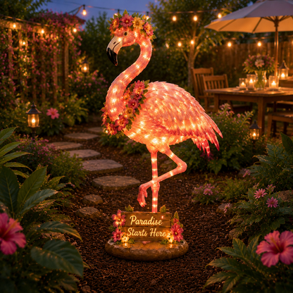 Flamingo Glow Garden Sculpture – Tropical Pink Light-Up Yard Decor for Backyard & Patio Nights