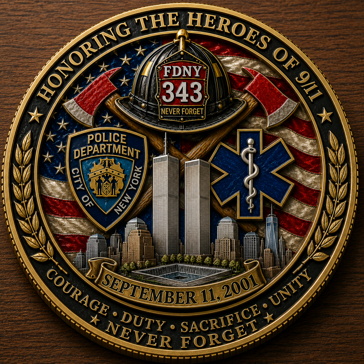 🎖️9/11 Never Forget 25th Anniversary Challenge Coin Carry the memory. Honor the courage. Pass the story forward.