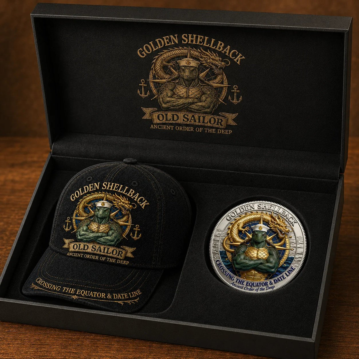 Golden Shellback honor coin front design