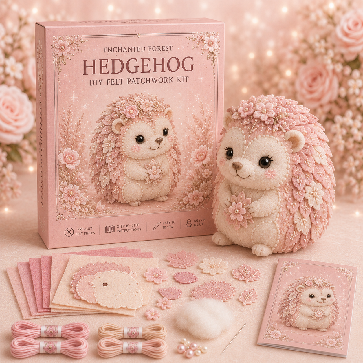 💗Pink Woodland Friends DIY Felt Sewing Kit – Make Your Own Cute Animal